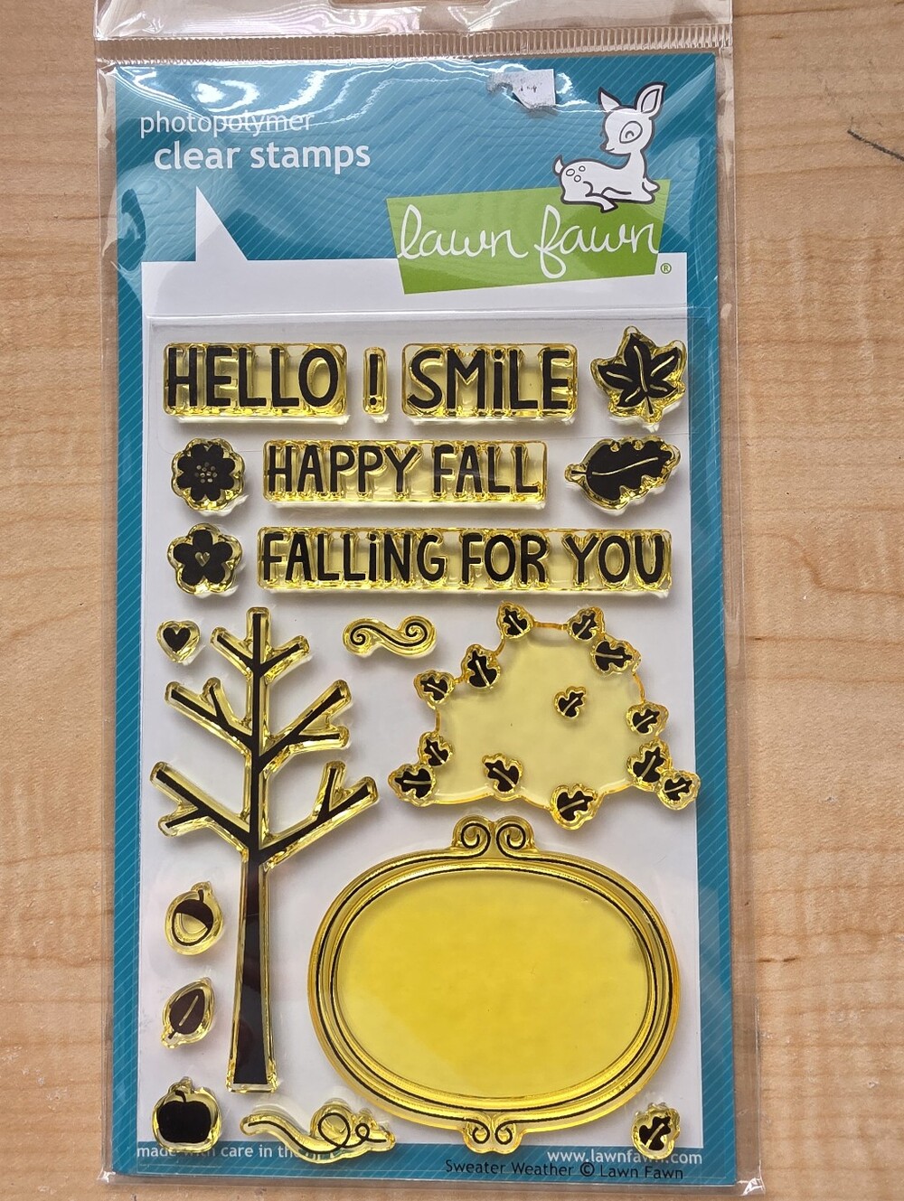 NIP Lawn Fawn Sweater Weather Polymer Stamp Set (Yellowed)